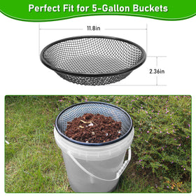 Close-up of 2 mm mesh from Mulctun soil sifter showing fine filtration.