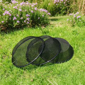 Mulctun sifter stacked for compact storage when not in use.