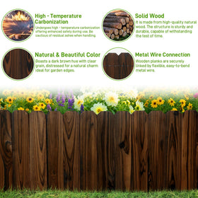 Mulctun Weather-ready carbonized wood highlights durable edging finish.