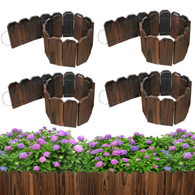 Mulctun wood garden edging in dark brown defines borders with easy installation