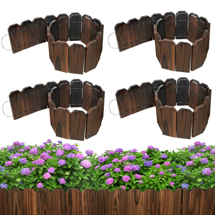 Mulctun wood garden edging in dark brown defines borders with easy installation