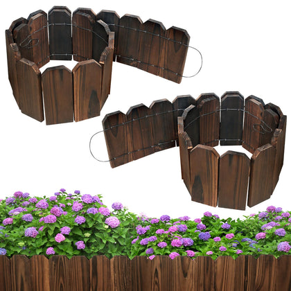 Mulctun wood garden edging full setup showing two packs for defined borders.