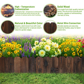 Mulctun wood garden edging installation with U-nails showing easy setup.