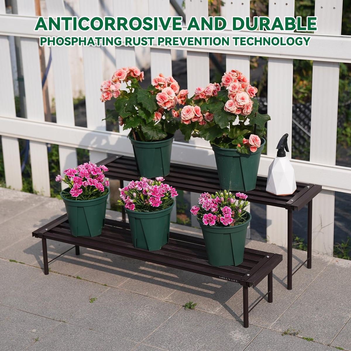 MultirackX ebony plant stand side view showcasing sturdy frame.
