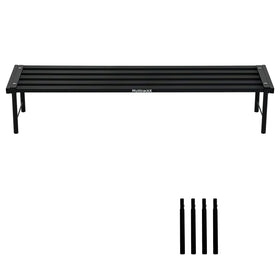 MultirackX metal plant stand front view shows sturdy rust-proof aluminum for outdoor use.