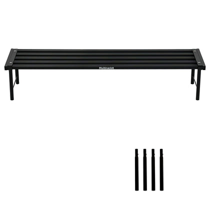 MultirackX metal plant stand front view shows sturdy rust-proof aluminum for outdoor use.