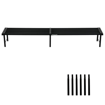 MultirackX metal plant stand front view shows rust-proof aluminum for outdoor durability