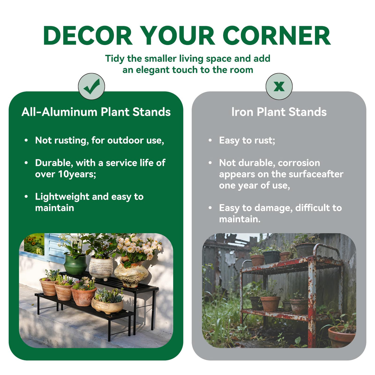 MultirackX outdoor display with anti-slip feet keeps plants secure.