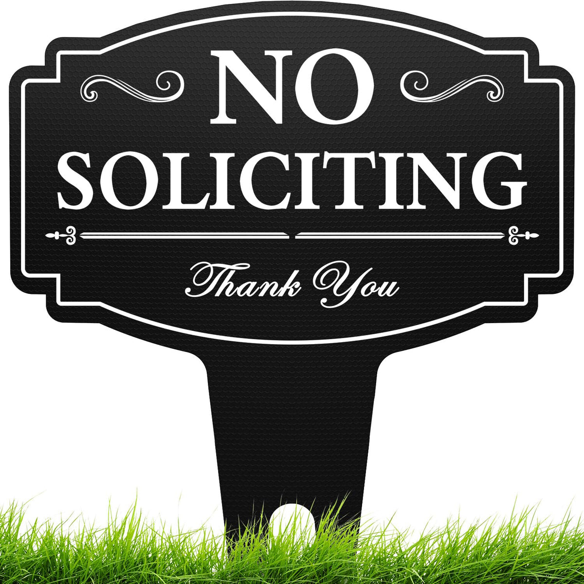Multiwins No Soliciting Sign on front door, 14x11 inches, high visibility.