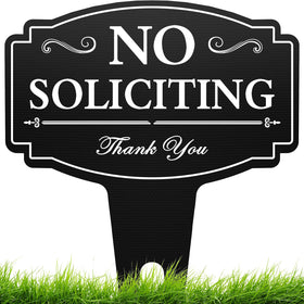 Multiwins No Soliciting Sign on front door, 14x11 inches, high visibility.