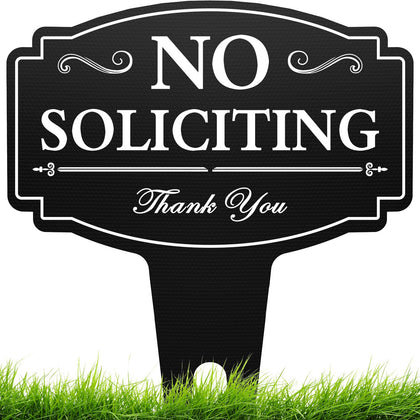 Multiwins No Soliciting Sign on front door, 14x11 inches, high visibility.