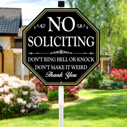 Multiwins No Soliciting Sign panel 11x11 with 27-inch stake improves yard visibility.