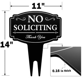 Multiwins No Soliciting Sign made of weather-resistant aluminum for outdoor use.