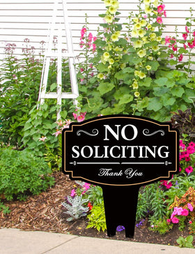 multiwins No Soliciting Sign yard placement offers high visibility from the curb.