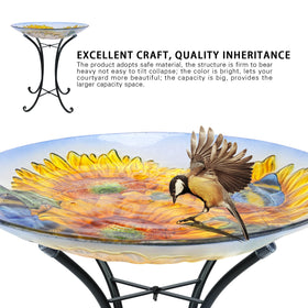 MUMTOP 18-inch diameter birdbath fits most lawns.