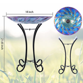 MUMTOP 18-inch glass bowl holds water for birds and inviting visits.