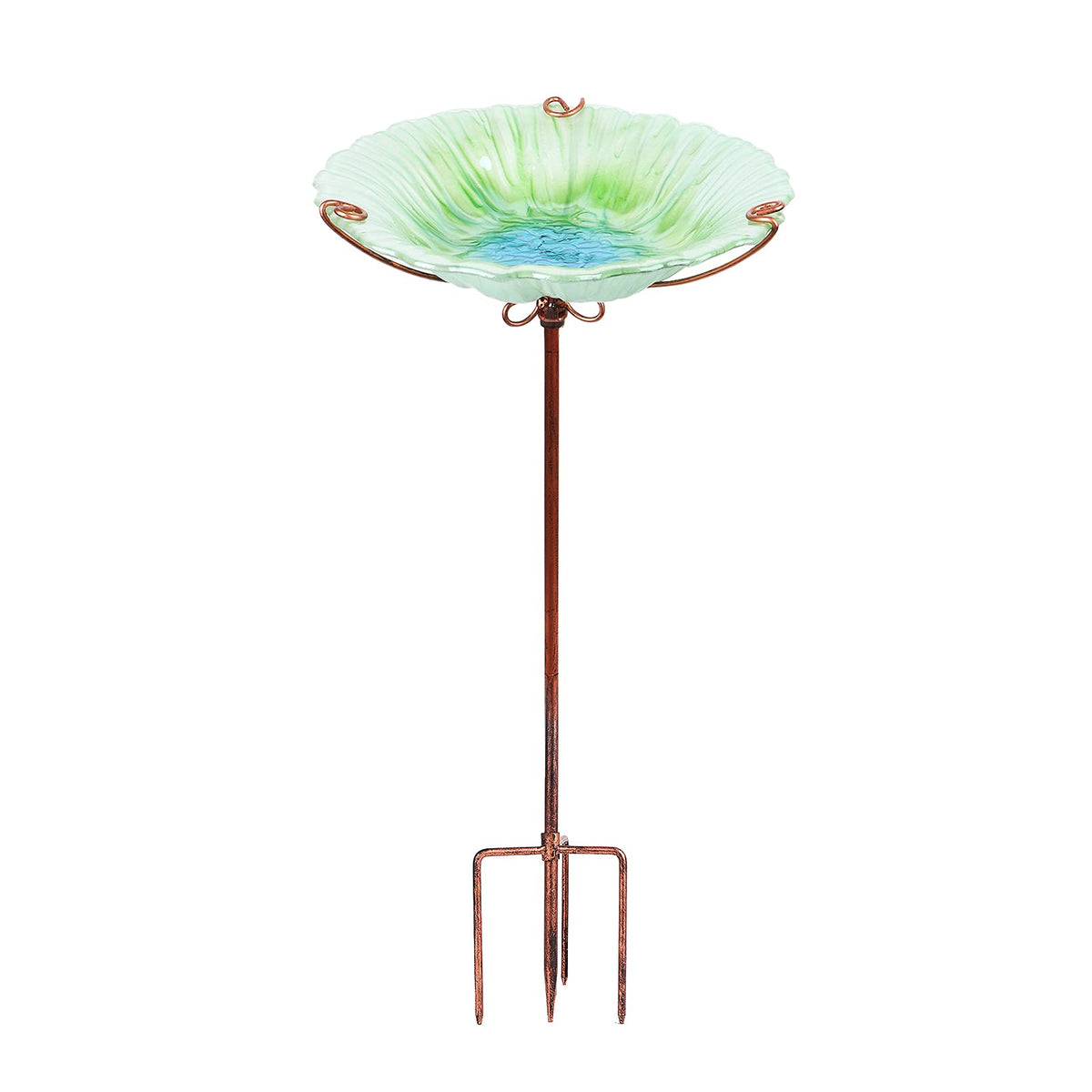 MUMTOP 26-inch glass birdbath bowl inviting birds to your garden.