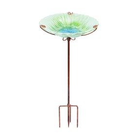 MUMTOP 26-inch glass birdbath bowl inviting birds to your garden.