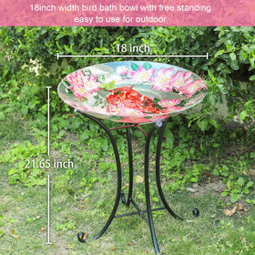 MUMTOP weather-resistant birdbath stands up to outdoor conditions with glass elegance.