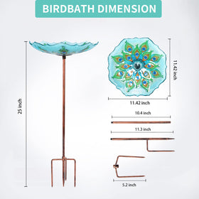 MUMTOP glass bird bath assembly parts with clear instructions for easy setup.