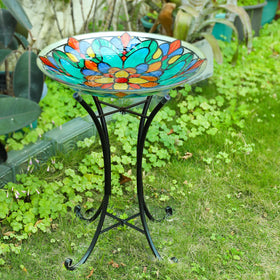 MUMTOP hand-painted bowl detail adds vibrant color to garden spaces.