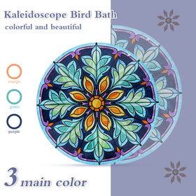 MUMTOP kaleidoscope design glass bird bath with vibrant reflections