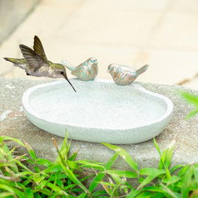 MUMTOP resin bird bath highlights vintage ornament details and withstands outdoor weather