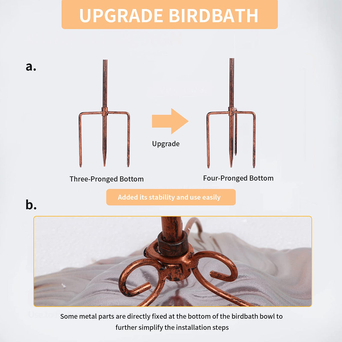 MUMTOP birdbath assembly is simple with clear instructions.