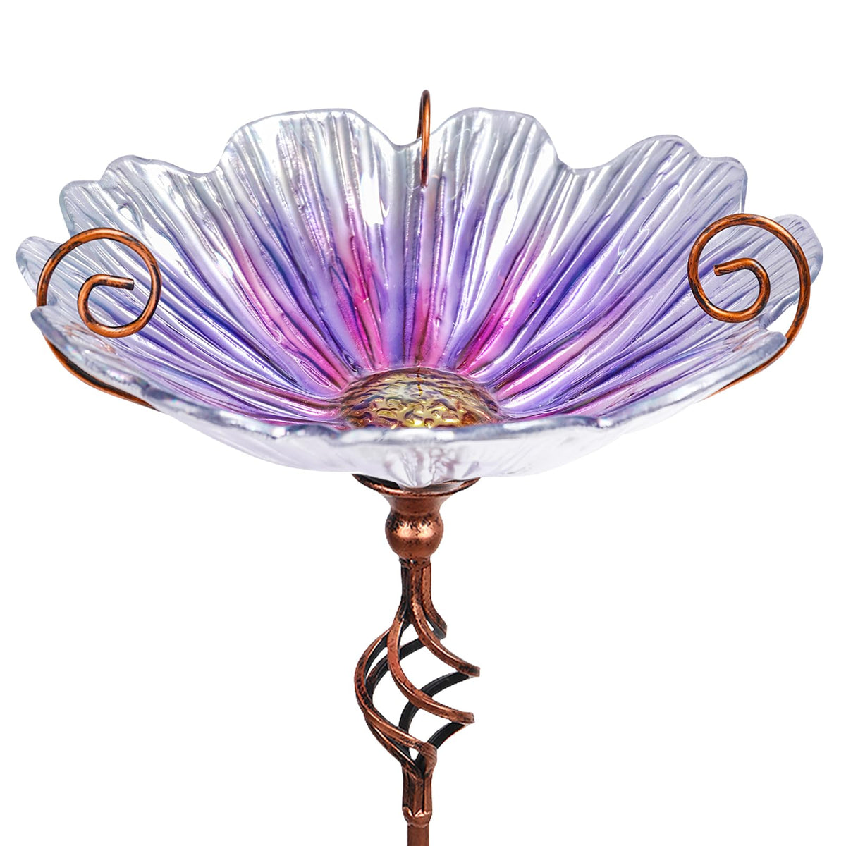 MUMTOP glass bird bath with four-pronged base improves stability in windy gardens
