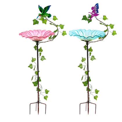 MUMTOP birdbath blue hummingbird boosts garden wildlife attraction and provides a refreshing water source