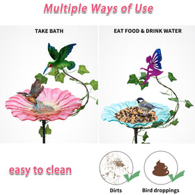 MUMTOP birdbath pink fairy adds color and charm for visiting songbirds