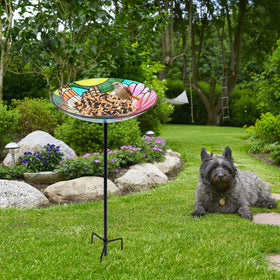 MUMTOP vibrant bird bath with bright colors invites birds to visit