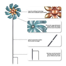 MUMTOP cyan garden wind art spins gracefully in outdoor space