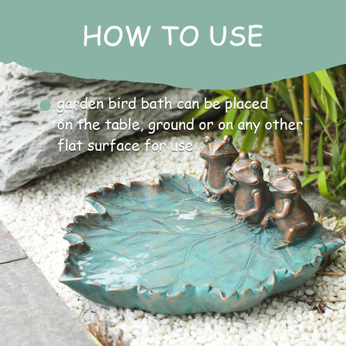 MUMTOP easy-clean bird bath keeps resin surface tidy
