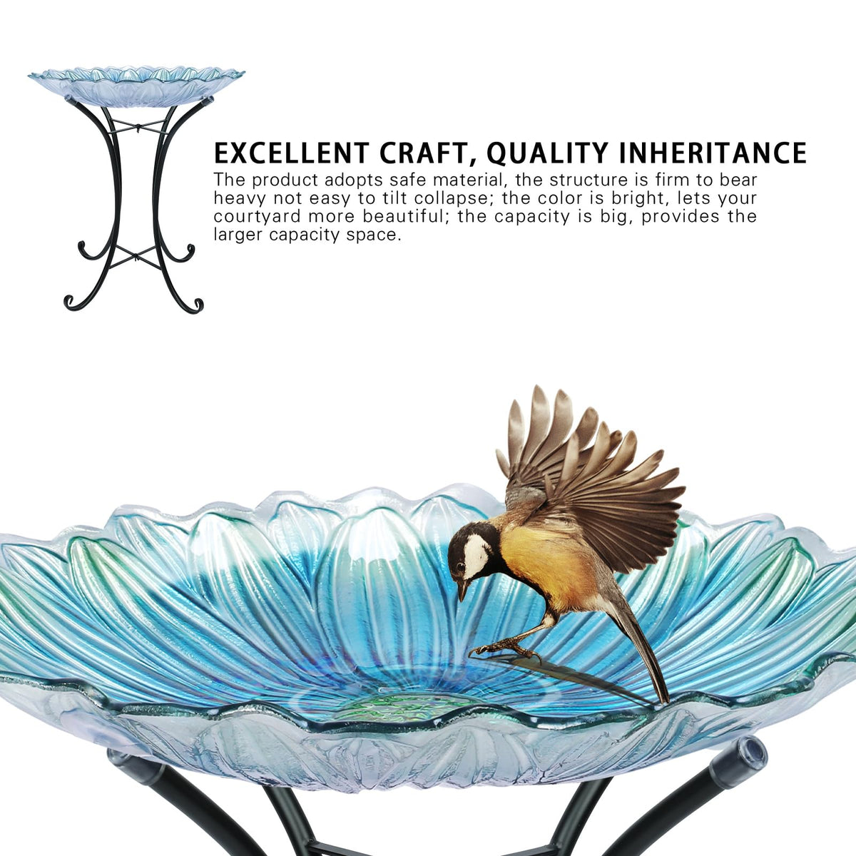 MUMTOP includes birdbath bowl and foldable stand for quick assembly