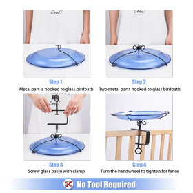 MUMTOP elegant glass birdbath on railing enhances deck décor