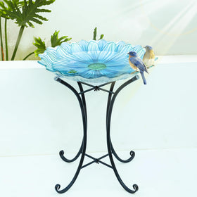 MUMTOP close-up of the glass bowl shows durable blue color and flower motifs