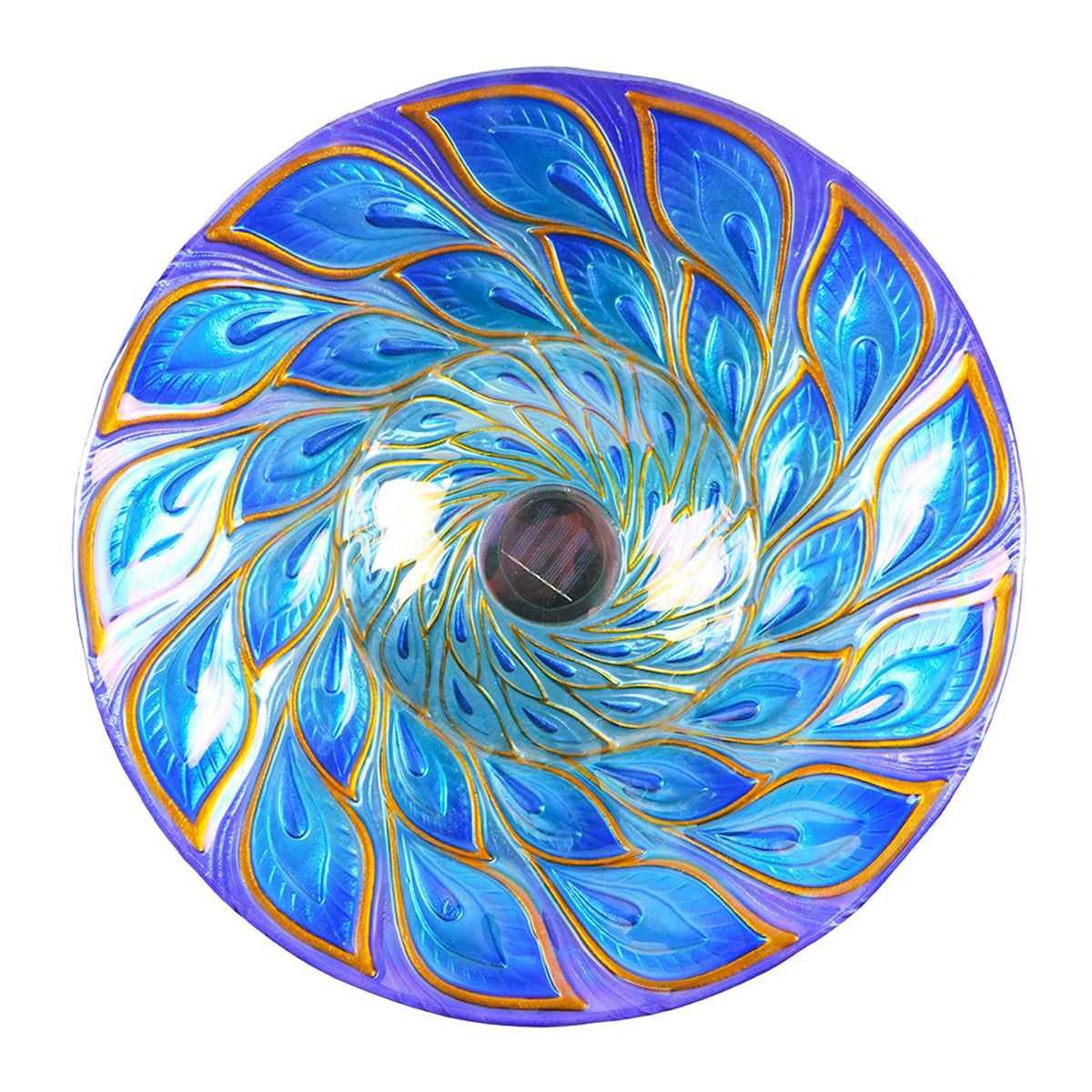 MUMTOP glass birdbath with peacock design attracts wildlife and decor.