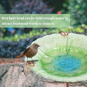 MUMTOP glass birdbath stake stands firmly for outdoor use.