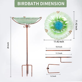 Green MUMTOP garden birdbath enhances yard aesthetics.