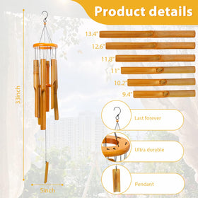 MUMTOP handmade bamboo tubes durable outdoor chimes with clear, precise tones.