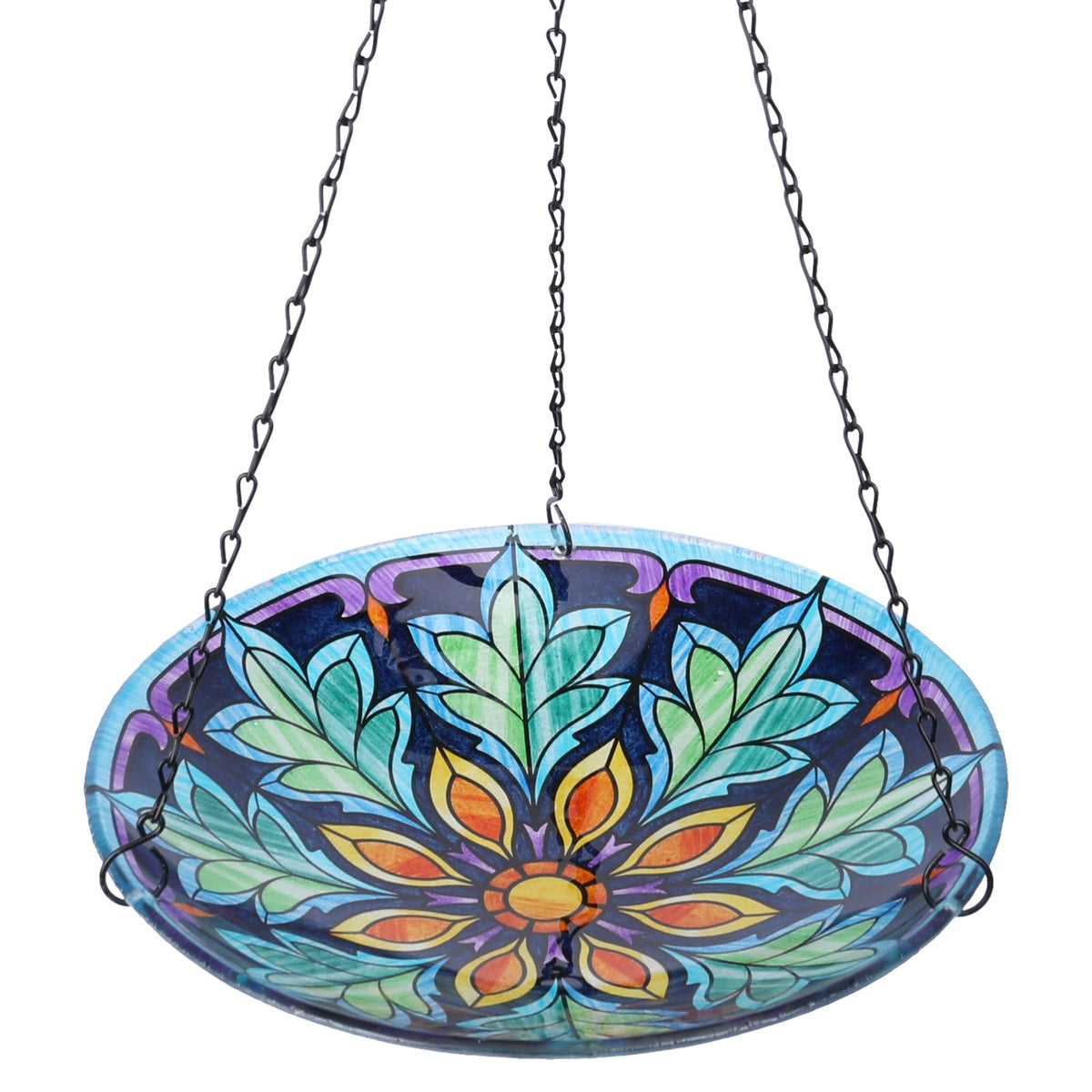 MUMTOP hanging bird bath with 11-inch glass bowl attracts birds to bathe