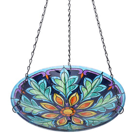 MUMTOP hanging bird bath with 11-inch glass bowl attracts birds to bathe