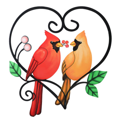MUMTOP metal cardinal wall decor on a heart branch for indoor or outdoor use.