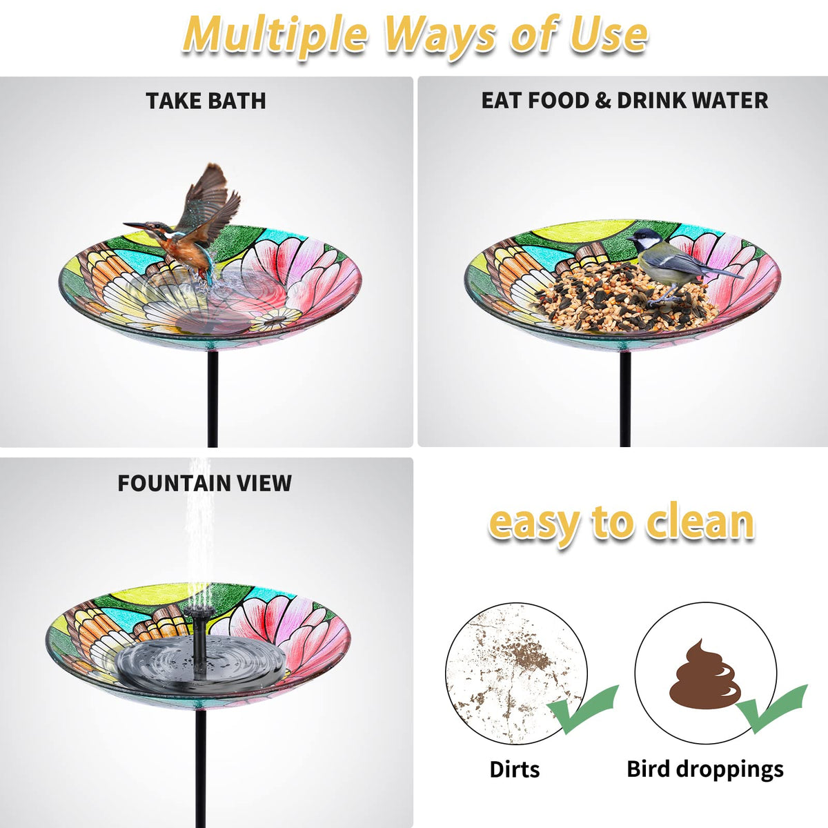 MUMTOP outdoor bird feeder and bath combo invites foraging visits
