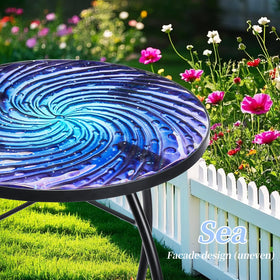 MUMTOP end table beside poolside chair showcasing seaside aesthetic