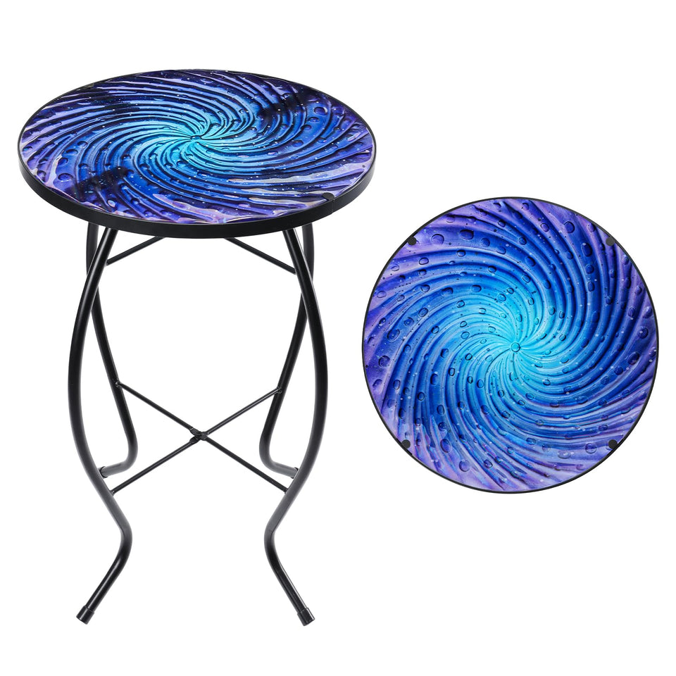 MUMTOP Deep Sea end table on patio with bright hand-painted design for outdoor use