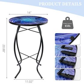 Close-up of MUMTOP hand-painted deep sea motif on end table surface