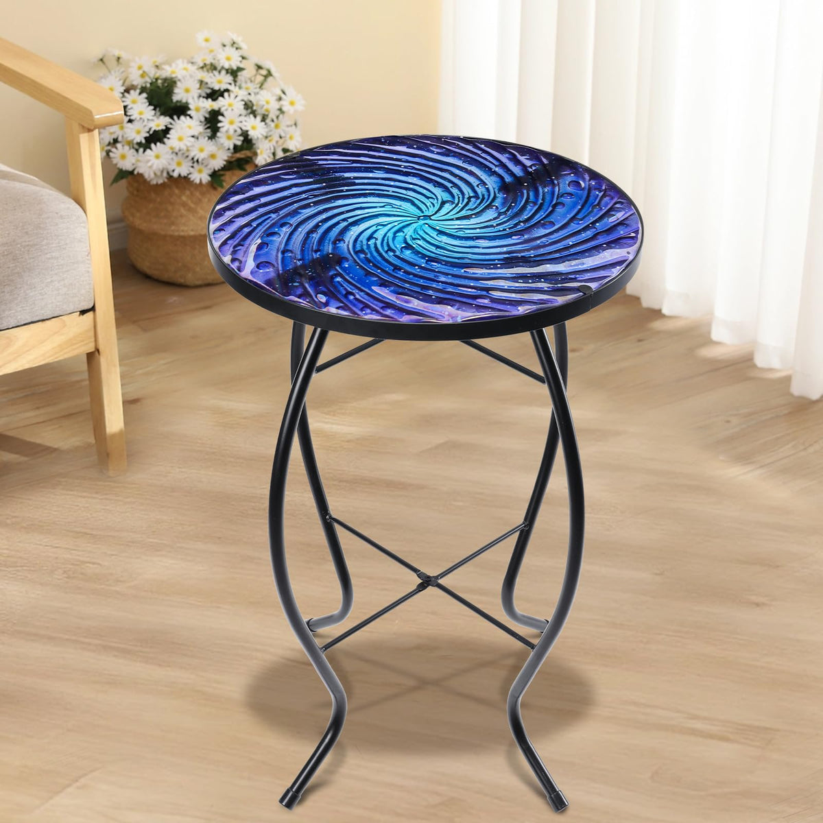 MUMTOP end table with rust-proof coating durable for outdoors
