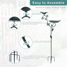 MUMTOP outdoor bird bath assembly demonstrates simple setup and durable metal construction.